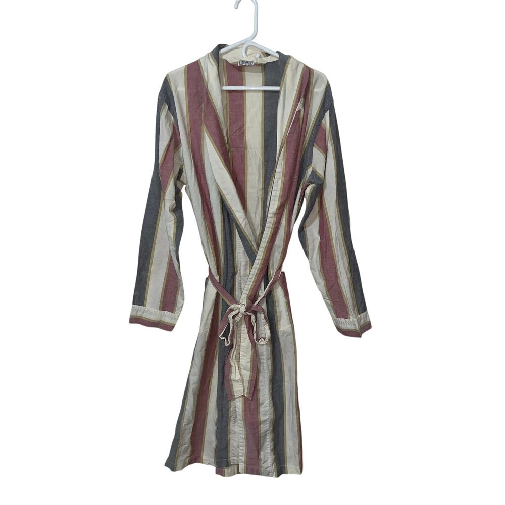 Vintage Taffy's of St. Armands Striped Cotton Robe Lounge Wrap – Size L